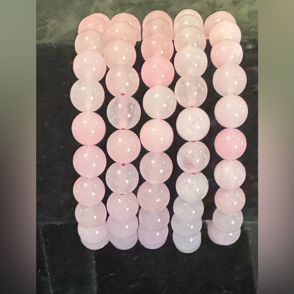 2 Rose Quartz Handmade Bracelet. New.